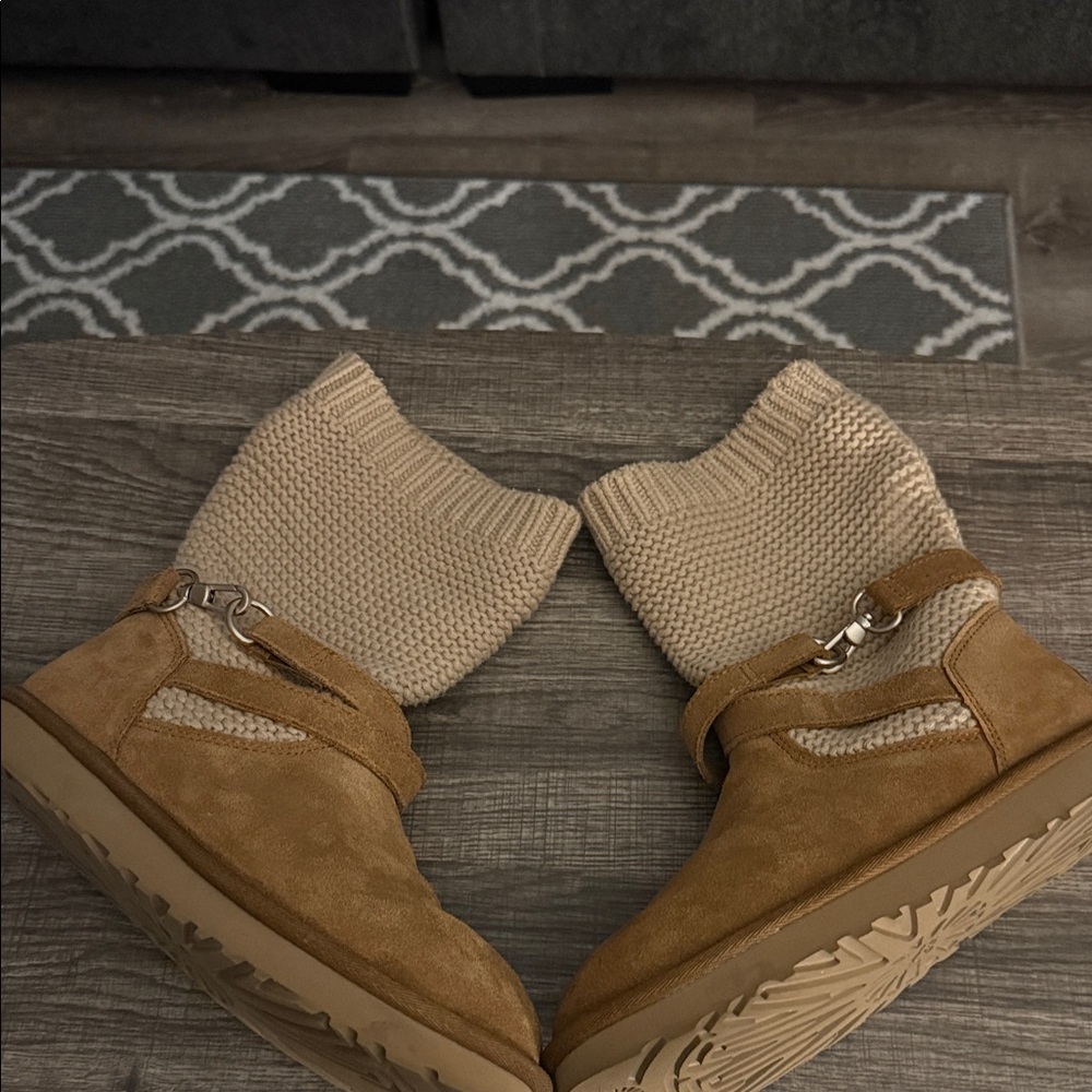 UGG Tan Suede Knit Cuff Boots - Picture 7 of 7